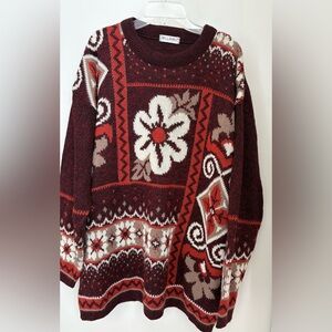 Vintage Elegant Floral Knit Sweater Pullover from the 90s Made in England